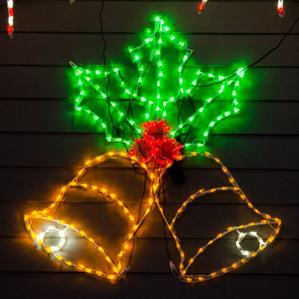LED Blinking Bell with Holly Leaf #LED-BBH60